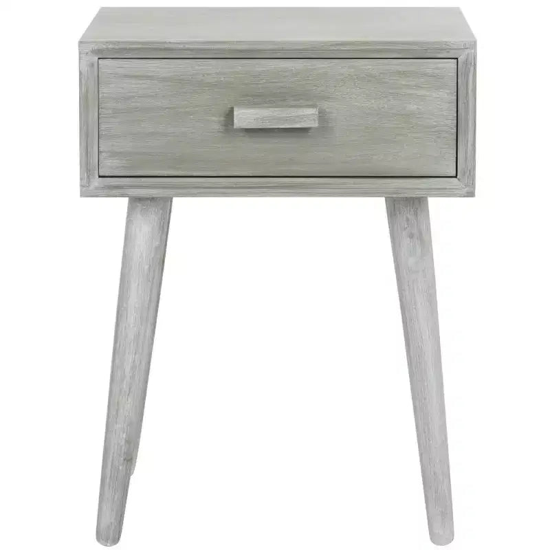 Table d'appoint à un tiroir Lyle - Blanc vintage, pieds évasés