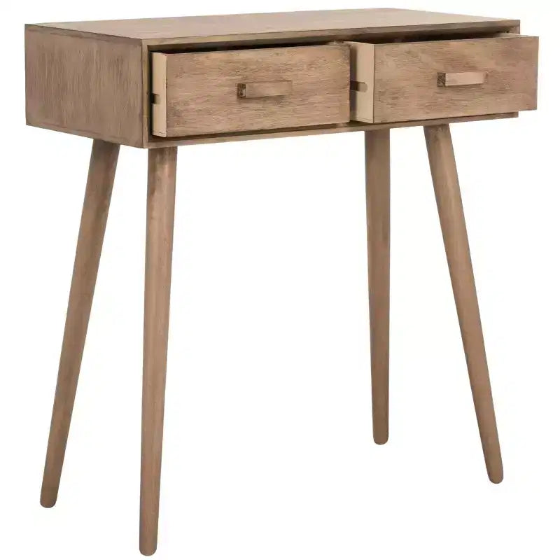 Console 2 tiroirs Dean - Blanc vieilli, Pin et MDF