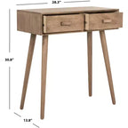Console 2 tiroirs Dean - Blanc vieilli, Pin et MDF
