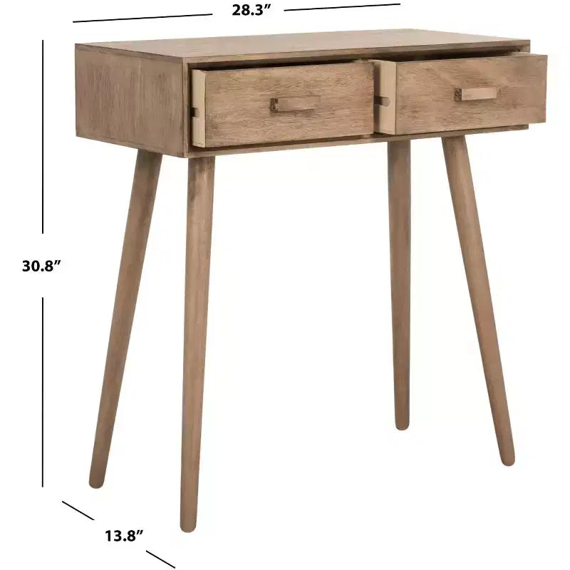Console 2 tiroirs Dean - Blanc vieilli, Pin et MDF