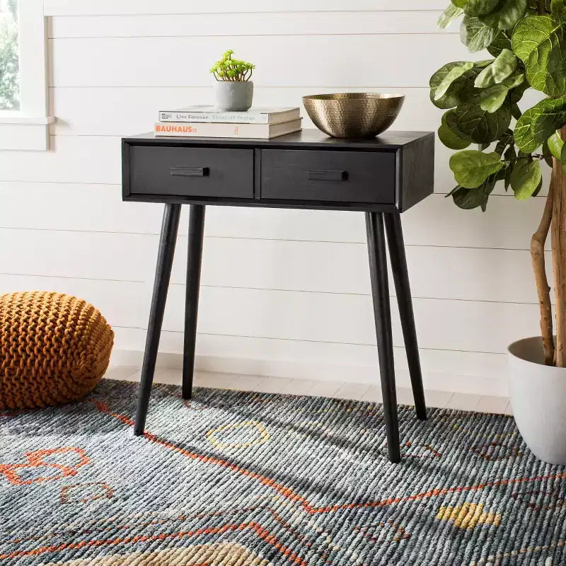 Console 2 tiroirs Dean - Blanc vieilli, Pin et MDF