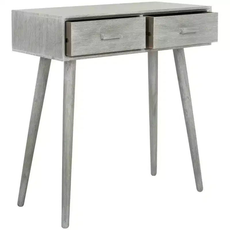 Console 2 tiroirs Dean - Blanc vieilli, Pin et MDF