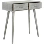 Console 2 tiroirs Dean - Blanc vieilli, Pin et MDF