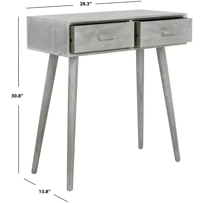 Console 2 tiroirs Dean - Blanc vieilli, Pin et MDF