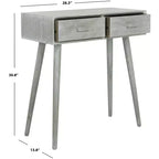 Console 2 tiroirs Dean - Blanc vieilli, Pin et MDF