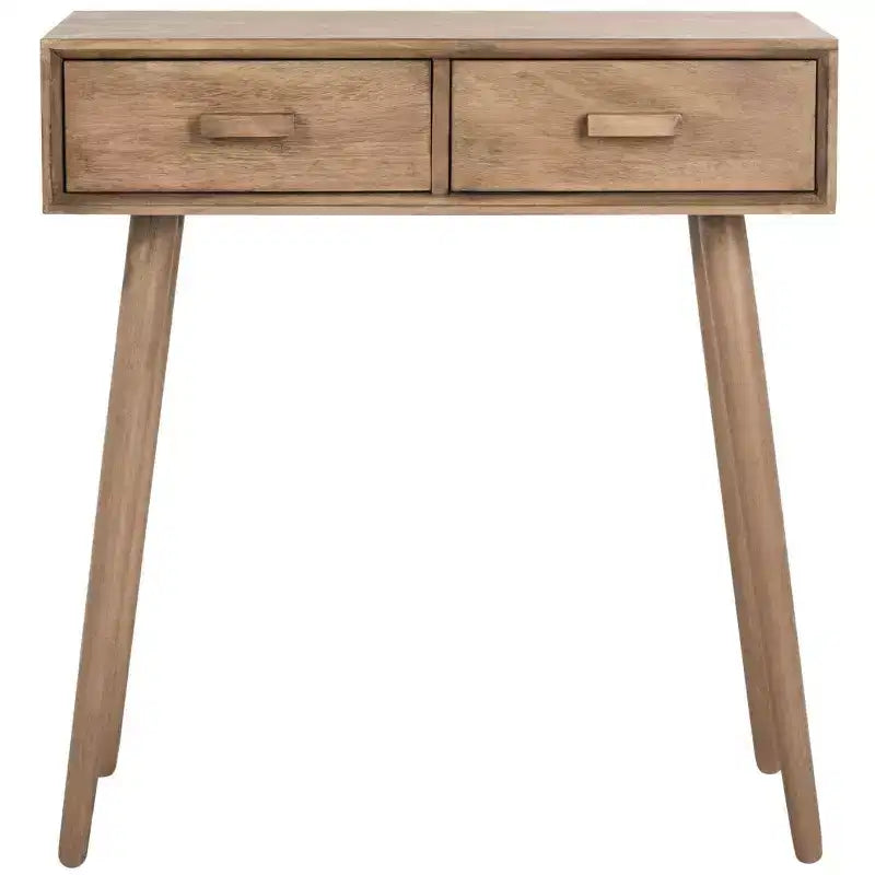 Console 2 tiroirs Dean - Blanc vieilli, Pin et MDF