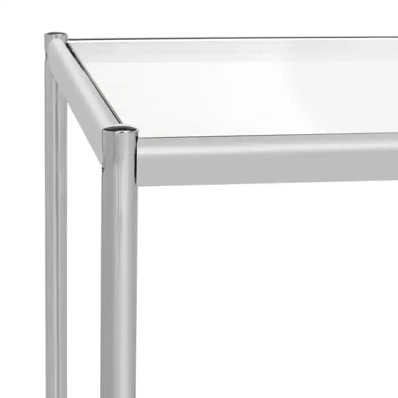 Table d'appoint Lilias chromée et verre avec étagère ouverte