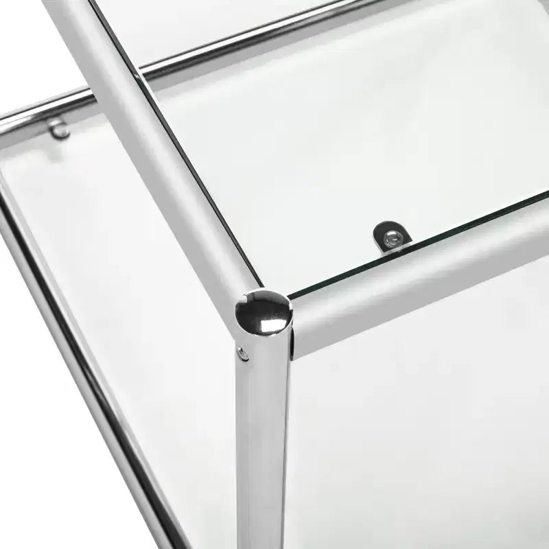 Table d'appoint Lilias chromée et verre avec étagère ouverte