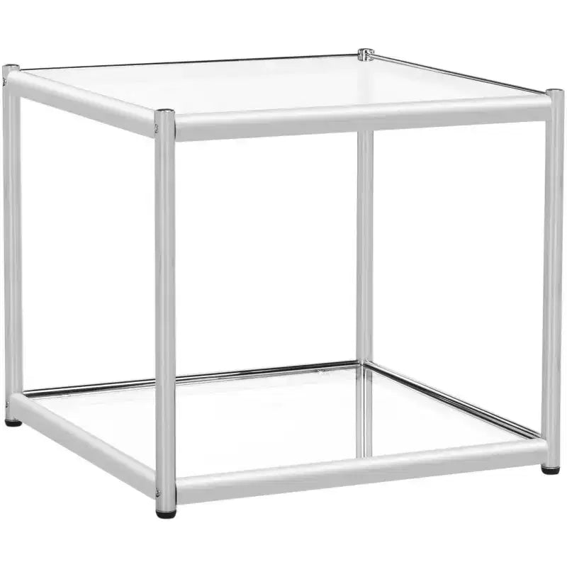 Table d'appoint Lilias chromée et verre avec étagère ouverte