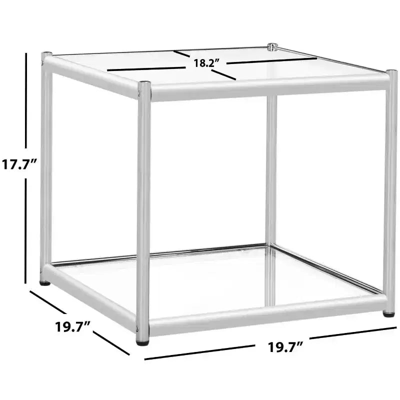 Table d'appoint Lilias chromée et verre avec étagère ouverte