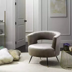 Fauteuil d'appoint sans accoudoirs Manet - Noisette, revêtement en polyester
