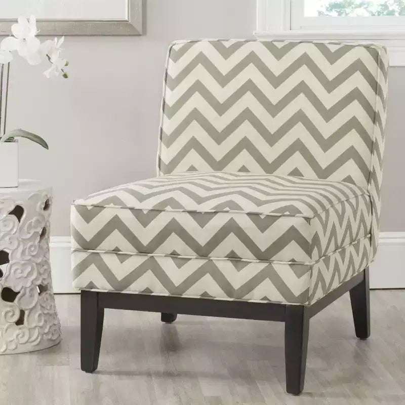 Fauteuil Club Armond sans accoudoirs - Argent et crème, mélange de lin