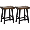 Costway 24 Bar Stool Set of 2 Counter Height Solid Wood Curved Saddle Seat Footrest