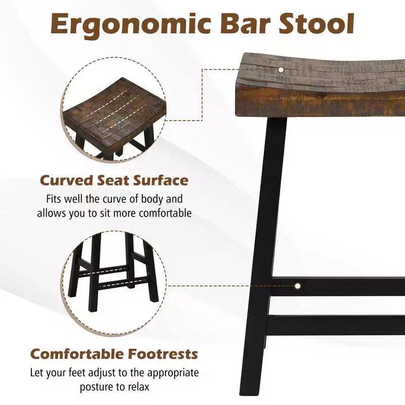 Tabourets de bar hauteur comptoir de 24 po, ensemble de 2 - Siège incurvé en forme de selle