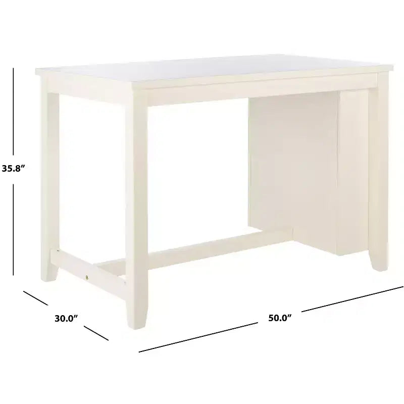 Table haute rectangulaire Aero - Blanche, 3 places, Bois d'hévéa