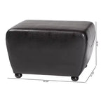 Pouffe ottoman en similicuir intégral avec côtés arrondis – Assise rembourrée