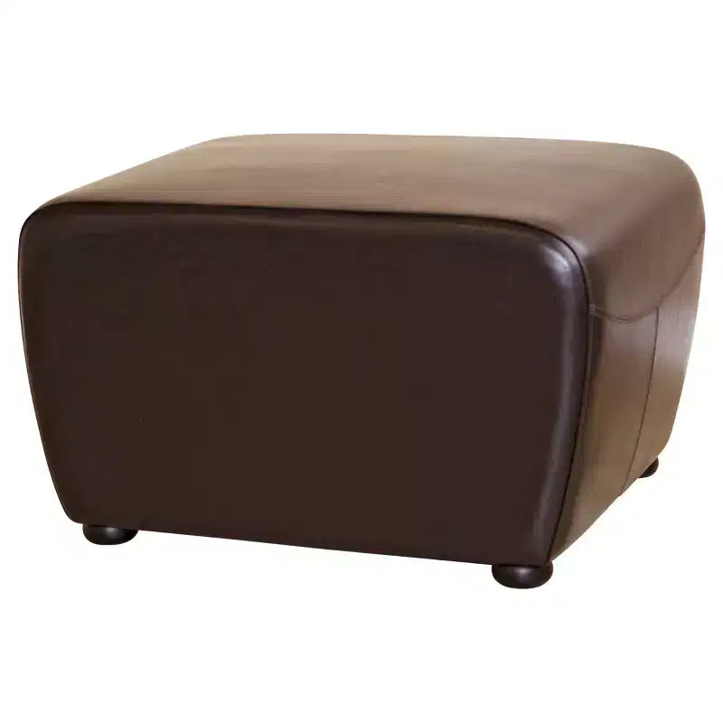 Pouffe ottoman en similicuir intégral avec côtés arrondis – Assise rembourrée