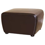 Pouffe ottoman en similicuir intégral avec côtés arrondis – Assise rembourrée