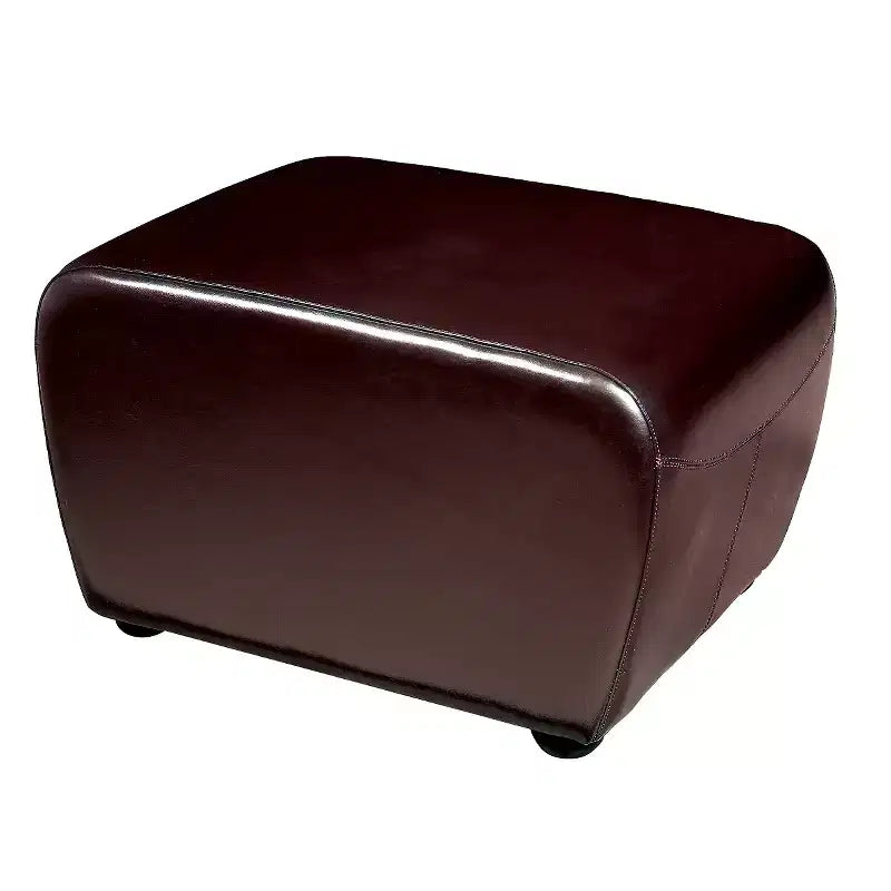 Pouffe ottoman en similicuir intégral avec côtés arrondis – Assise rembourrée