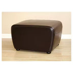 Pouffe ottoman en similicuir intégral avec côtés arrondis – Assise rembourrée