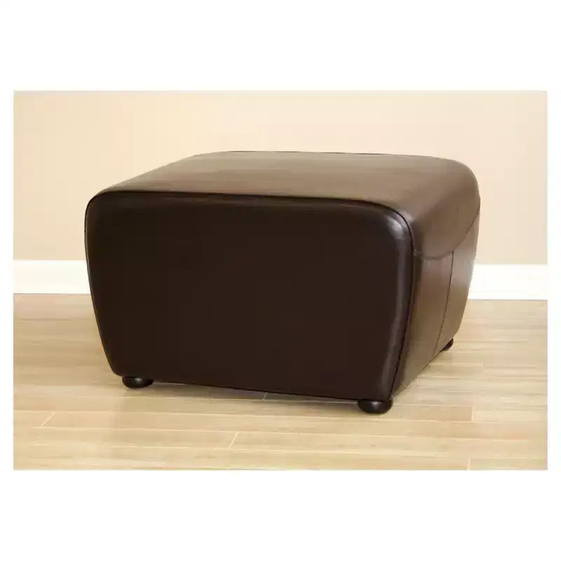 Pouffe ottoman en similicuir intégral avec côtés arrondis – Assise rembourrée