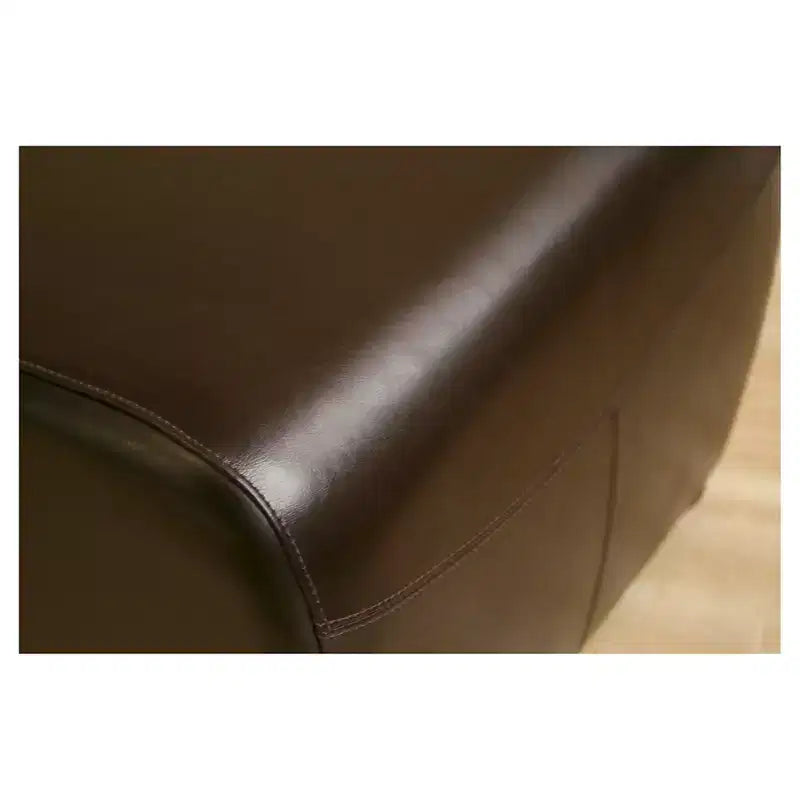 Pouffe ottoman en similicuir intégral avec côtés arrondis – Assise rembourrée