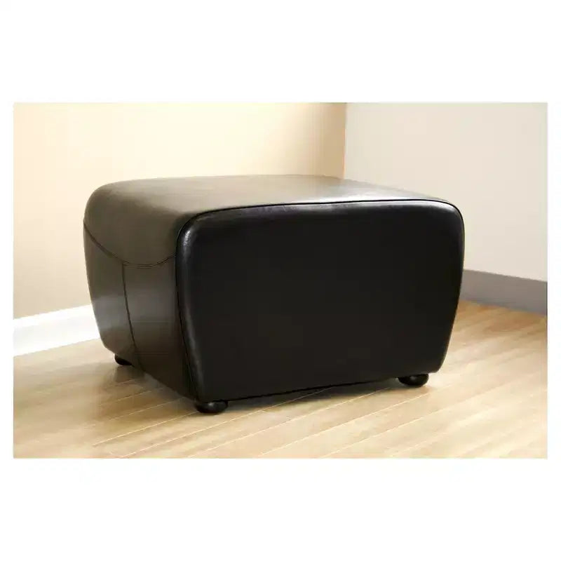 Pouffe ottoman en similicuir intégral avec côtés arrondis – Assise rembourrée