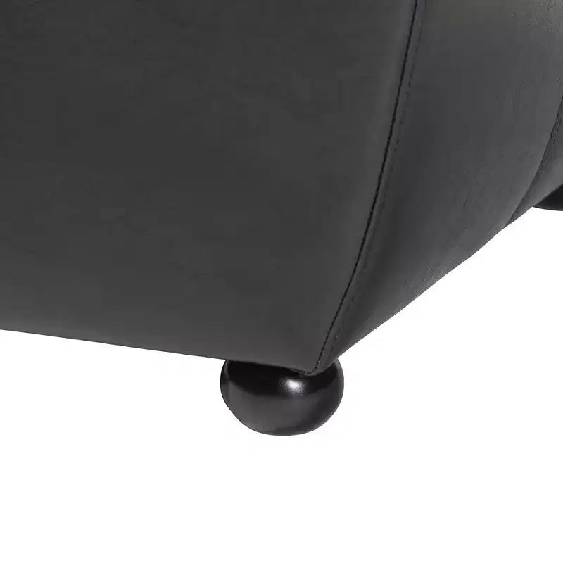Pouffe ottoman en similicuir intégral avec côtés arrondis – Assise rembourrée