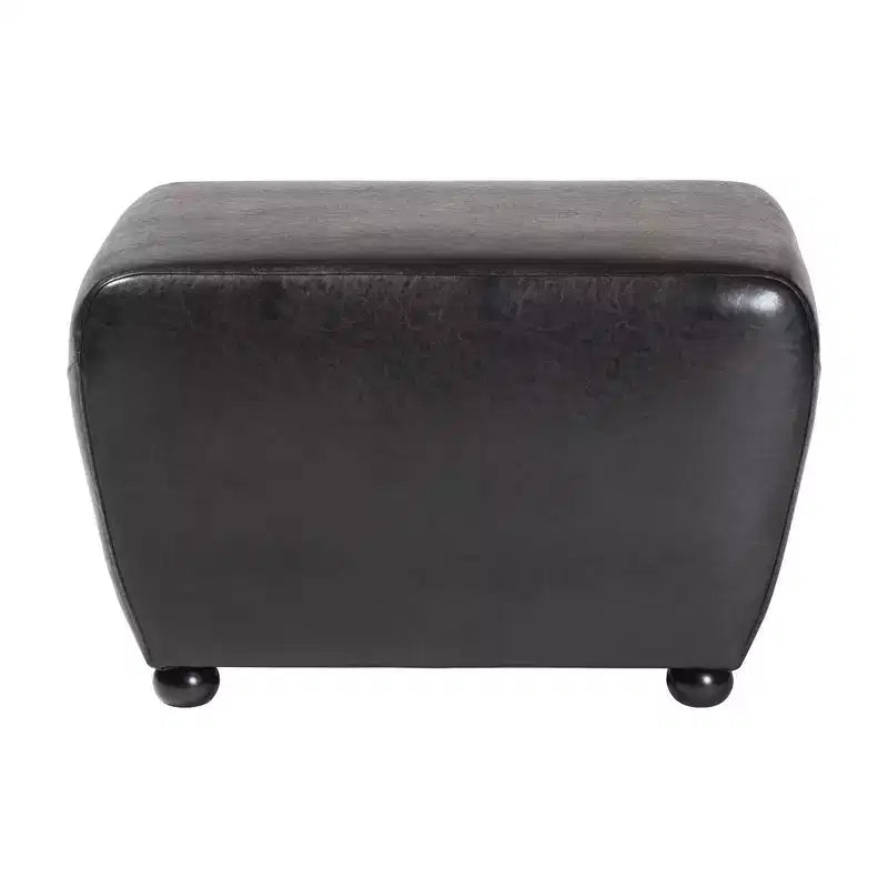 Pouffe ottoman en similicuir intégral avec côtés arrondis – Assise rembourrée