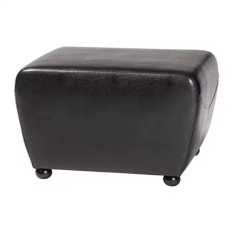 Pouffe ottoman en similicuir intégral avec côtés arrondis – Assise rembourrée