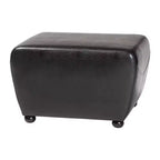 Pouffe ottoman en similicuir intégral avec côtés arrondis – Assise rembourrée