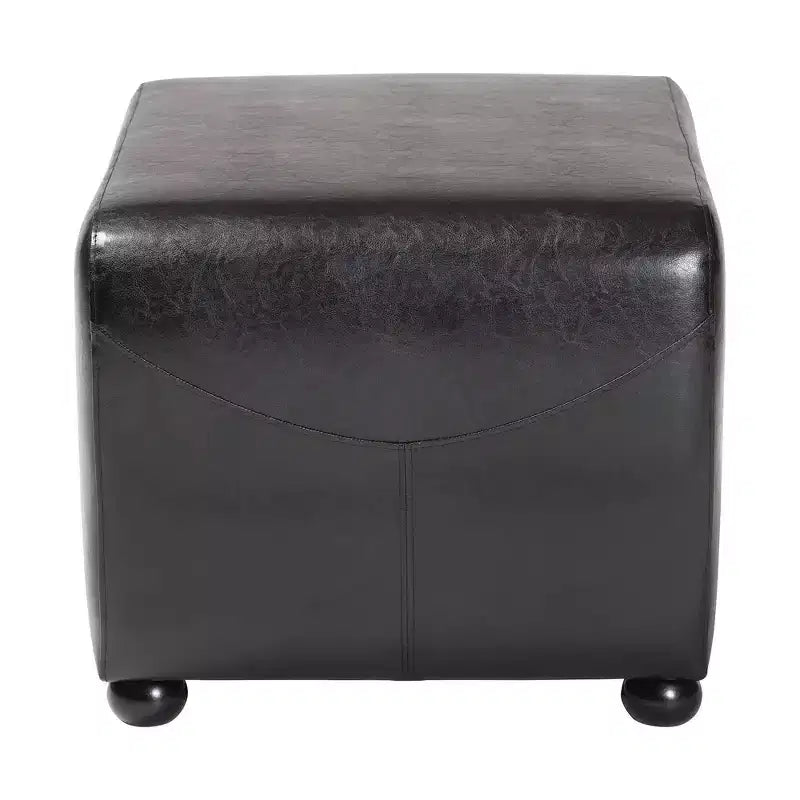 Pouffe ottoman en similicuir intégral avec côtés arrondis – Assise rembourrée