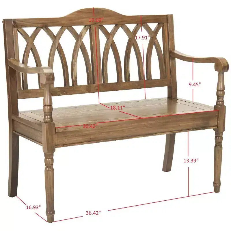 Banc d'appoint Benjamin Wood - Finition ultra-brillante, 2 places