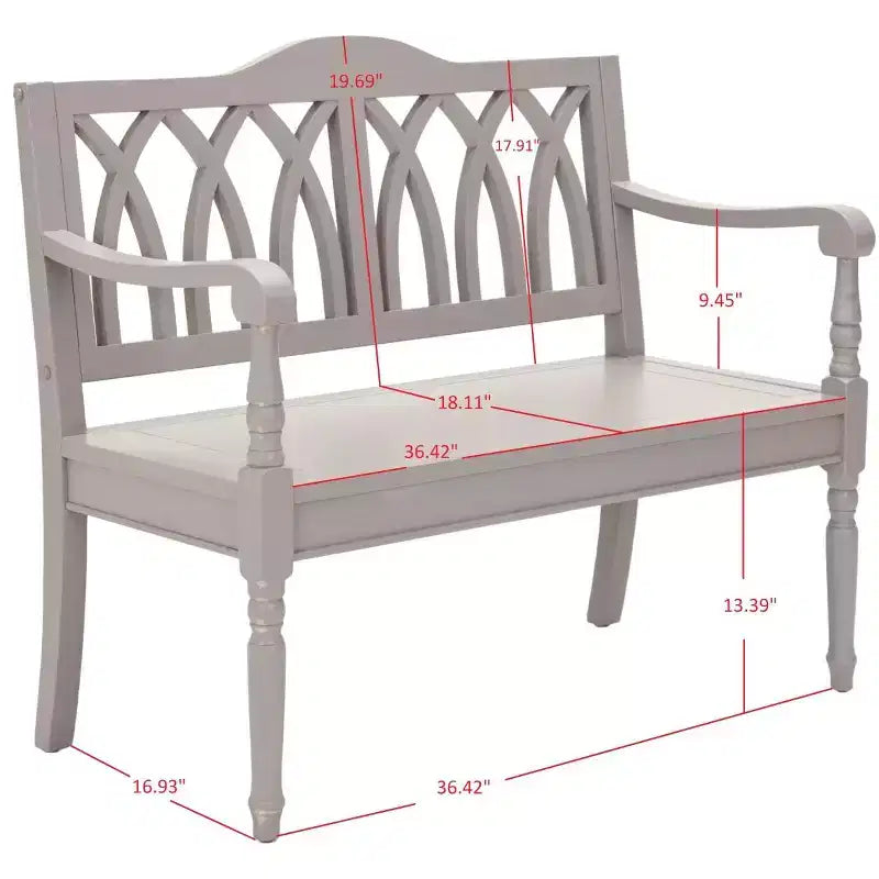 Banc d'appoint Benjamin Wood - Finition ultra-brillante, 2 places