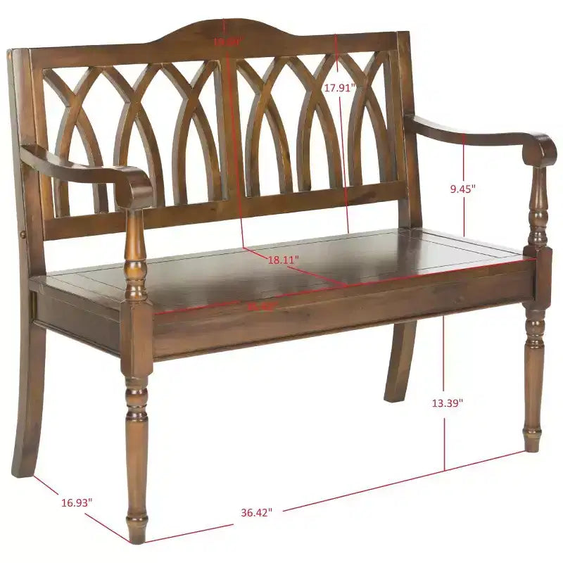 Banc d'appoint Benjamin Wood - Finition ultra-brillante, 2 places