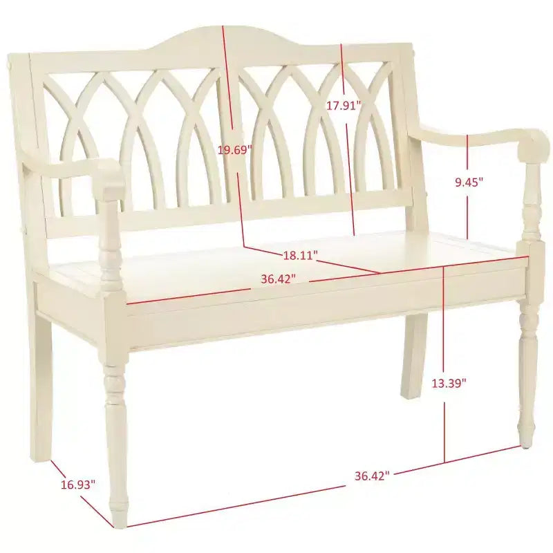 Banc d'appoint Benjamin Wood - Finition ultra-brillante, 2 places