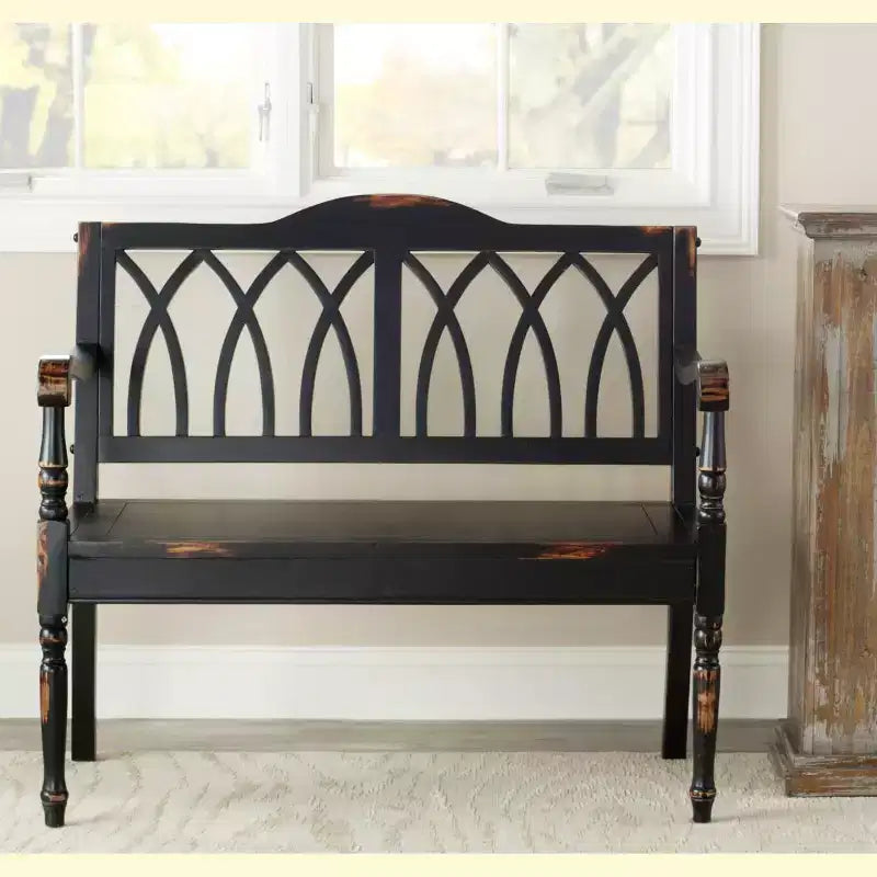 Banc d'appoint Benjamin Wood - Finition ultra-brillante, 2 places