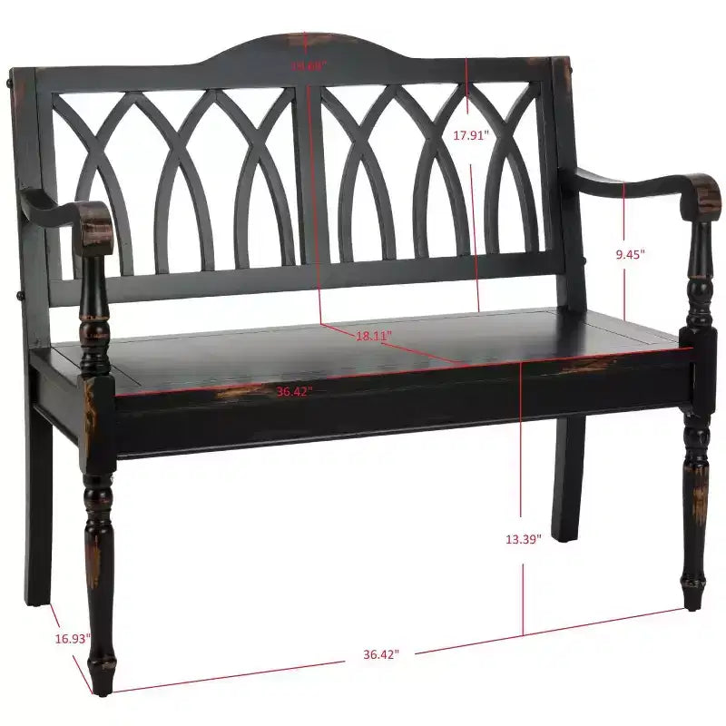 Banc d'appoint Benjamin Wood - Finition ultra-brillante, 2 places