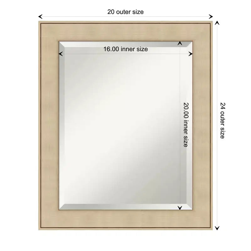 Miroir mural biseauté encadré, couleur miel et argent classique