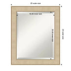 Miroir mural biseauté encadré, couleur miel et argent classique
