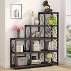 Étagère d'angle échelle 12 tablettes - Métal et bois