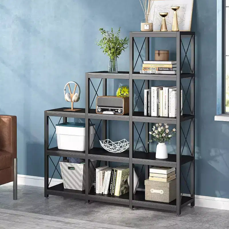 Étagère d'angle échelle 12 tablettes - Métal et bois