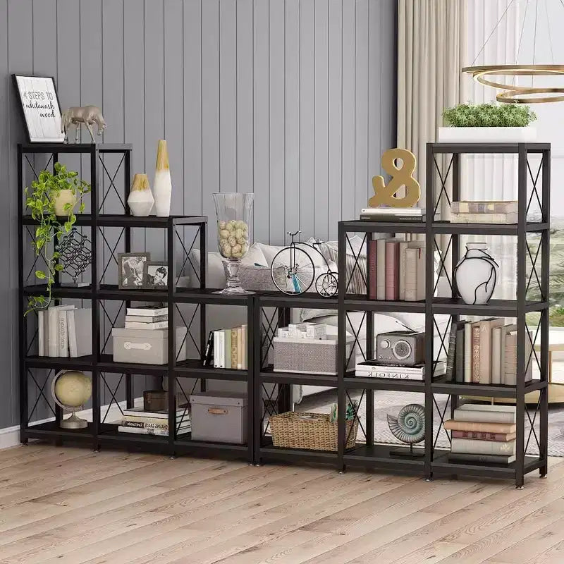 Étagère d'angle échelle 12 tablettes - Métal et bois