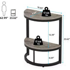 Table d'appoint demi-cercle à 2 niveaux - Cadre en métal