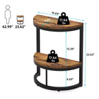 Table d'appoint demi-cercle à 2 niveaux - Cadre en métal