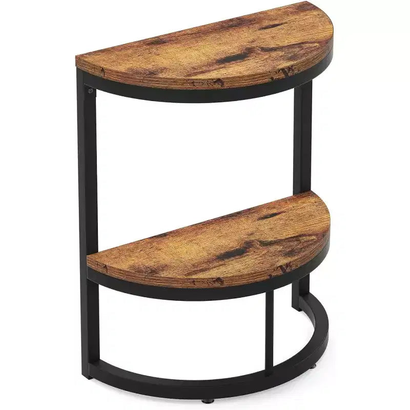 Table d'appoint demi-cercle à 2 niveaux - Cadre en métal