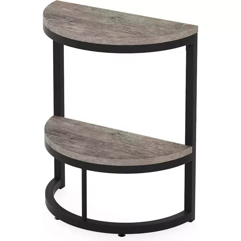 Table d'appoint demi-cercle à 2 niveaux - Cadre en métal