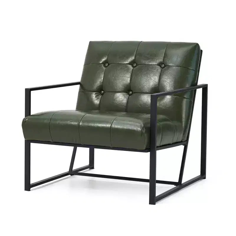 Fauteuil d'appoint en similicuir capitonné, style Mid-Century Modern