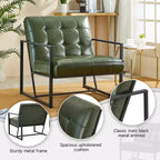 Fauteuil d'appoint en similicuir capitonné, style Mid-Century Modern