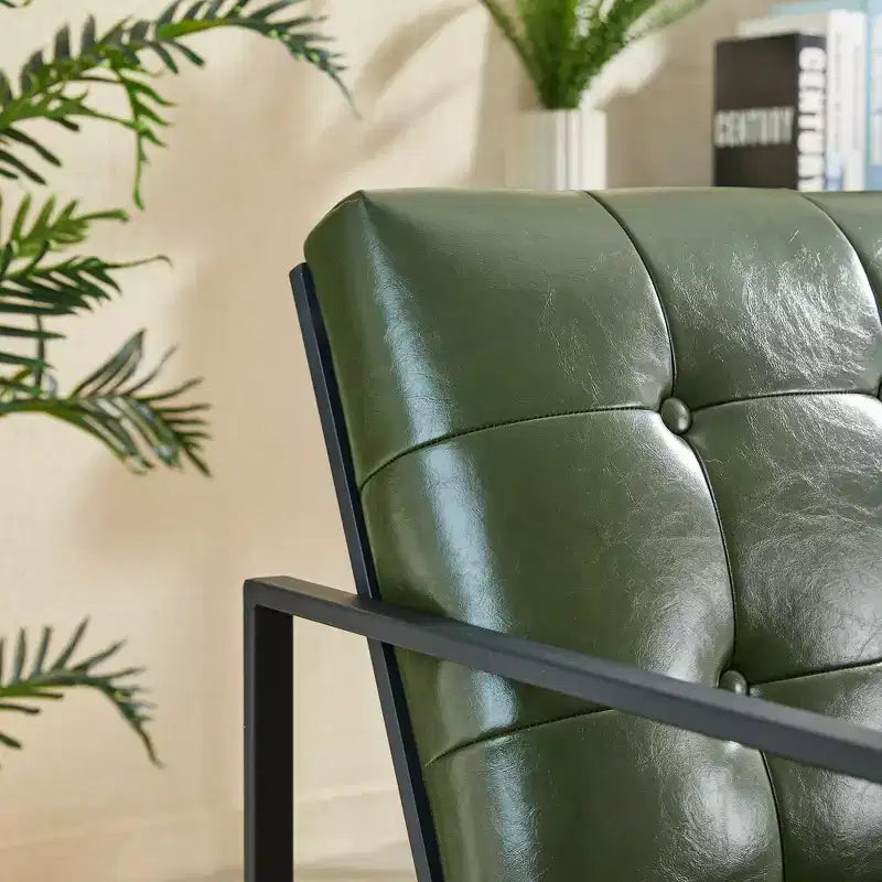 Fauteuil d'appoint en similicuir capitonné, style Mid-Century Modern